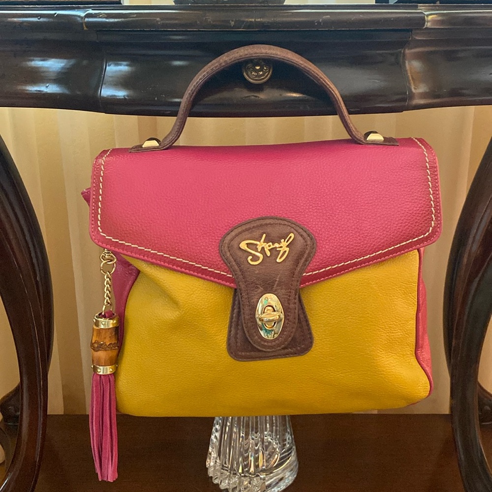 Sharif color block with tassel hand bag